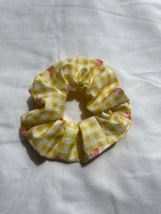Chouchou Vichy jaune à noeuds